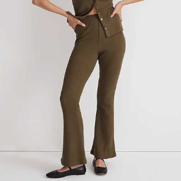 Madewell Ribbed Pull-On Flare Pants - Picture 1 of 4